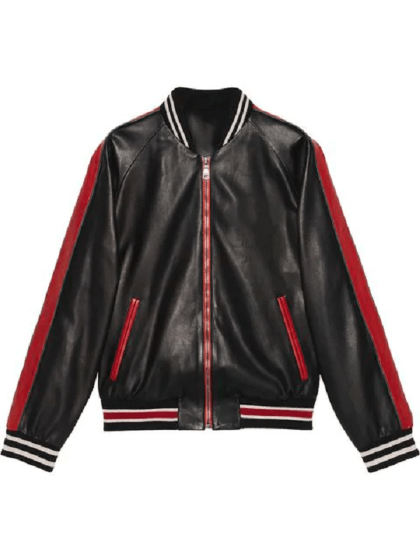 Men’s Gucci Bomber Style Leather Jacket - Sheepskin Jacket