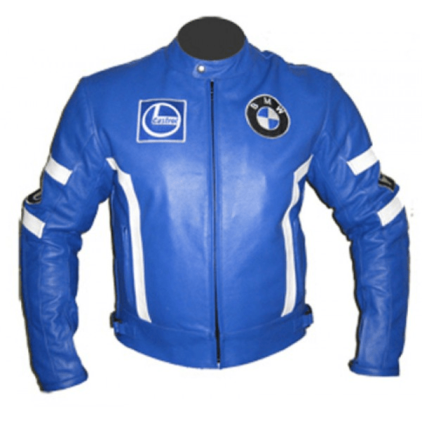 Mens Bmw Blue Motorcycle Leather Jacket - Sheepskin Jacket