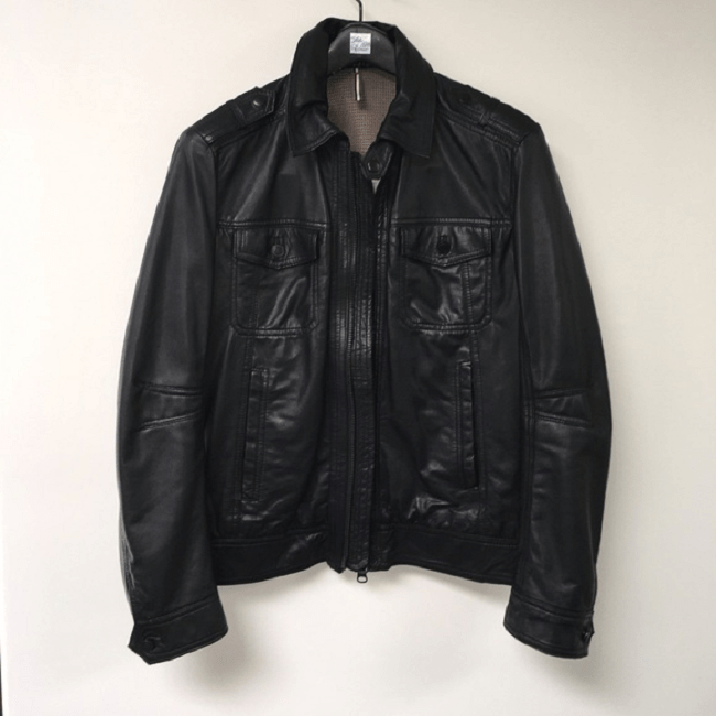 Mens J. Lindeberg Black Leather Jacket - Sheepskin Jacket