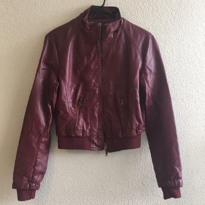 Miss London Red Bomber Leather Jacket - Sheepskin Jacket