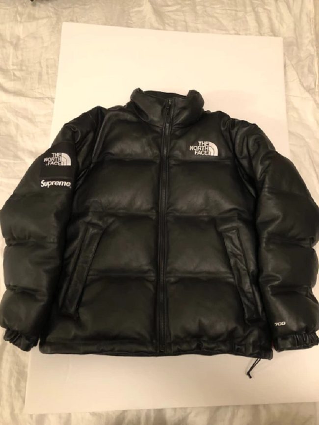 The North Face Nuptse Black Leather Jacket - Sheepskin Jacket