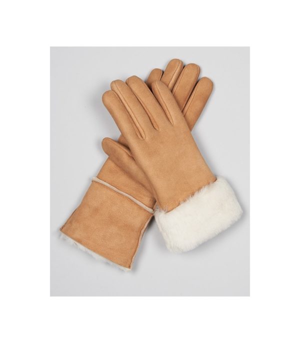 North Ice Shearling Sheepskin Gloves In Camel